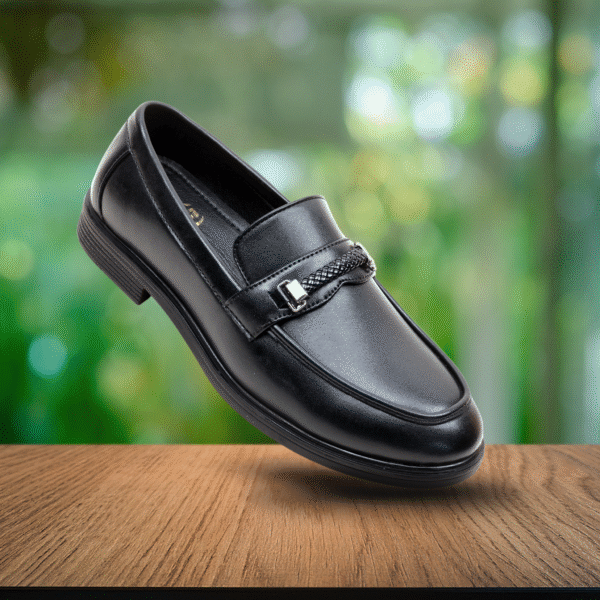 Black Braided Strap Loafers For Men