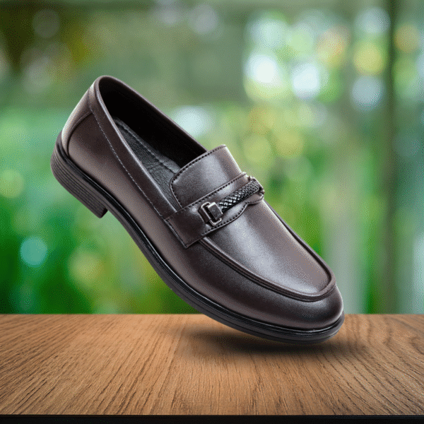 Brown Braided Strap Loafers For Men